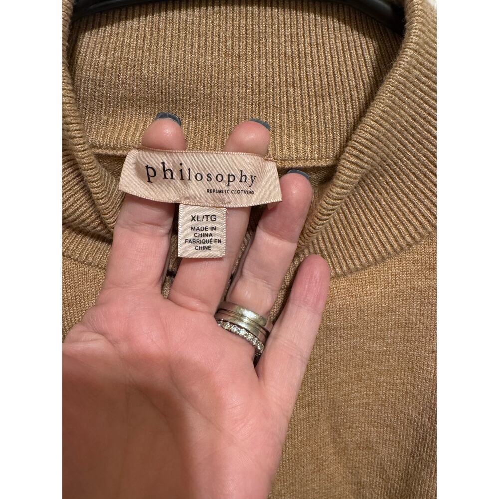 Philosophy Mock Neck Stripe Fur Cuff Poncho Sz XL - Picture 4 of 14